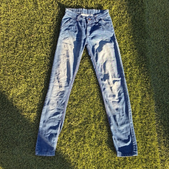 Fashion Wear Denim - Vintage Y2K Fashion Wear Jeans 26x33 Denim Faded Slim Skinny Jeans Embroidered